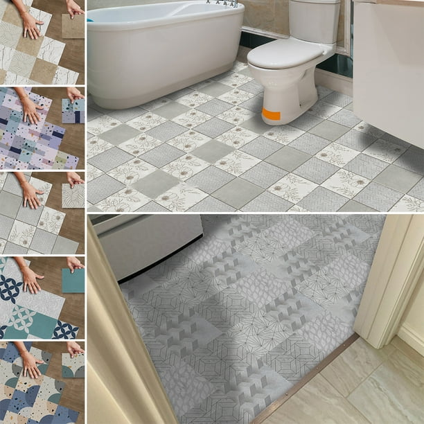 Details about  / Floor Decals Waterproof 10Pcs Tiles Decals Floor Wall Decals Durable PVC Tiles